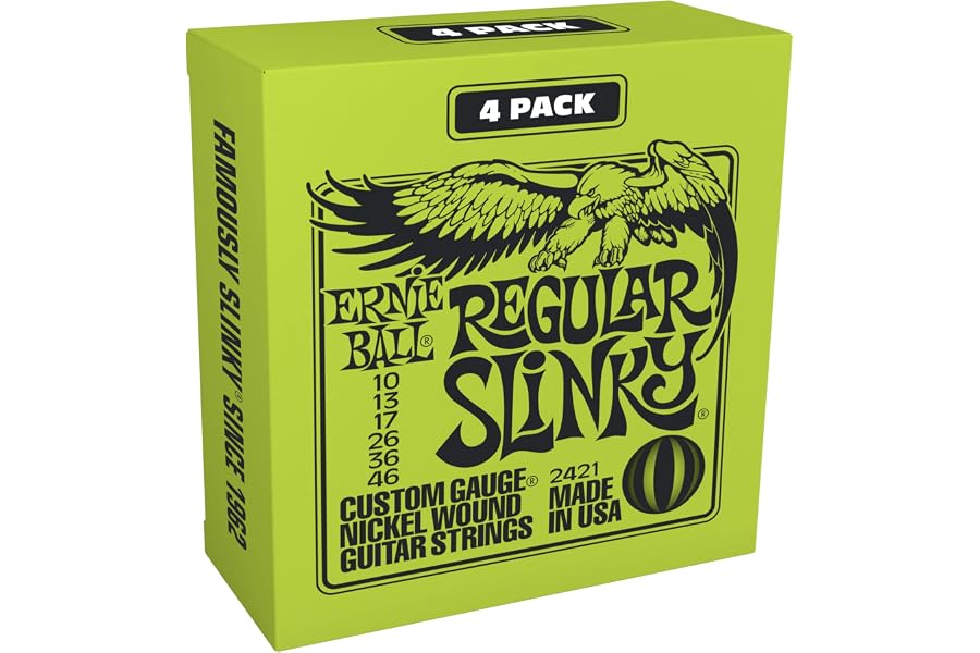 Ernie Ball Regular Slinky Nickel Wound Electric Guitar Strings 4 Pack - 10-46 Gauge (P02421)
