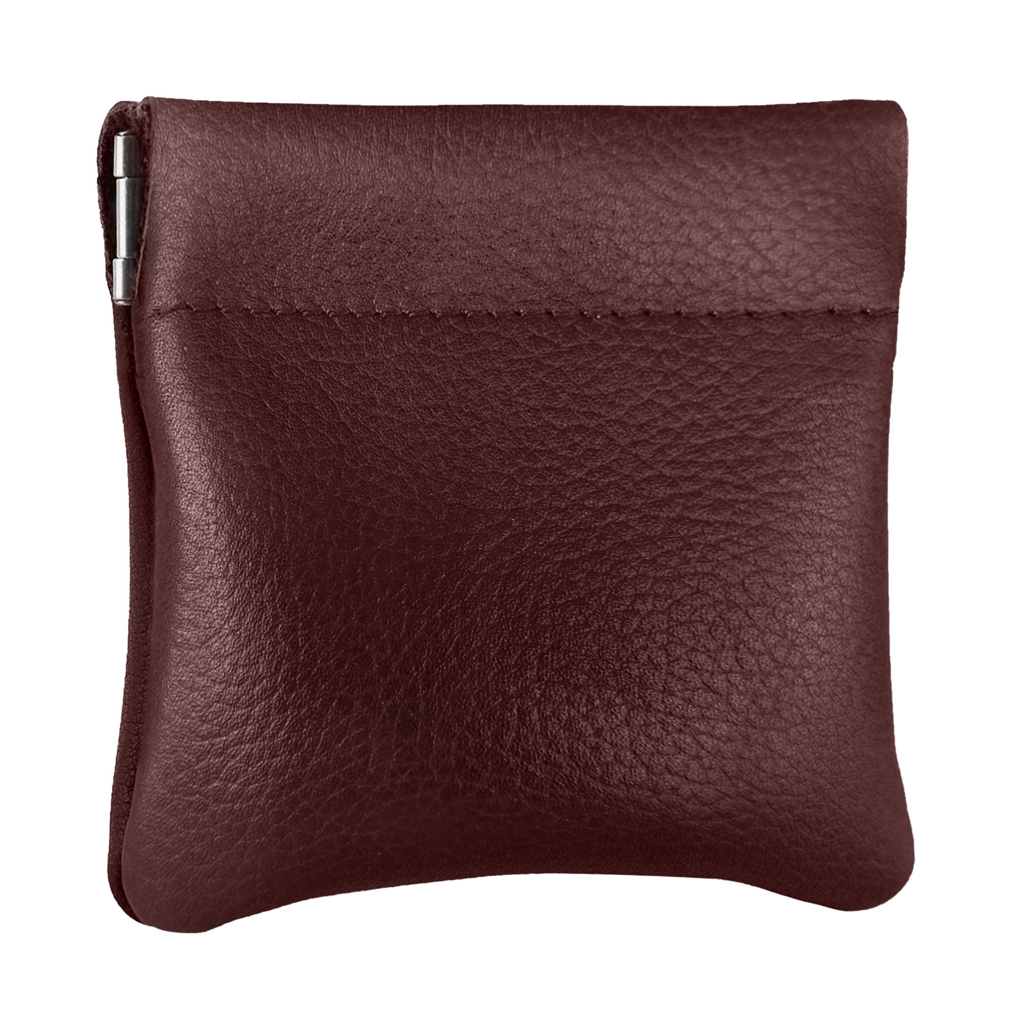 Nabob Leather Unisex adult Genuine Leather Squeeze Made IN U.S.A Change Holder Coin Purse, Medium Size 3.5 X 3.5, Burgundy โ image 1