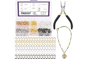 Swpeet 751Pcs 0.15" x 0.32" 5 Colors 3 Shaped Quick Links Connectors and Jewelry Needle Nose Pliers Kit, Metal Pinch Clip Jew
