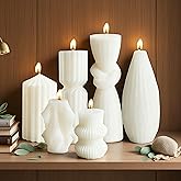 6 Pcs Pillar Candles Modern Aesthetic Ribbed Decorative Candle Set Cute Soy Wax Scented Ribbed Decor for Home (Style1)