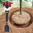 DYRABREST 52CC 2 Stroke Garden Tree Digger Hand-held Gas Powered Sapling Tree Planting Shovel Rock Drilling Tool Post Hole Digger Portable Gasoline Excavator Garden Digging Machine