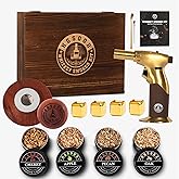 Hgsoor Whiskey Smoker Kit - Old Fashioned Drink Smoker Kit - Cocktail Smoker Kit with Torch, 4 Flavors Wood Chips&Whisky Stones, Bourbon Smoker Kit, Bourbon Whiskey Gifts for Men,Dad (No Butane)