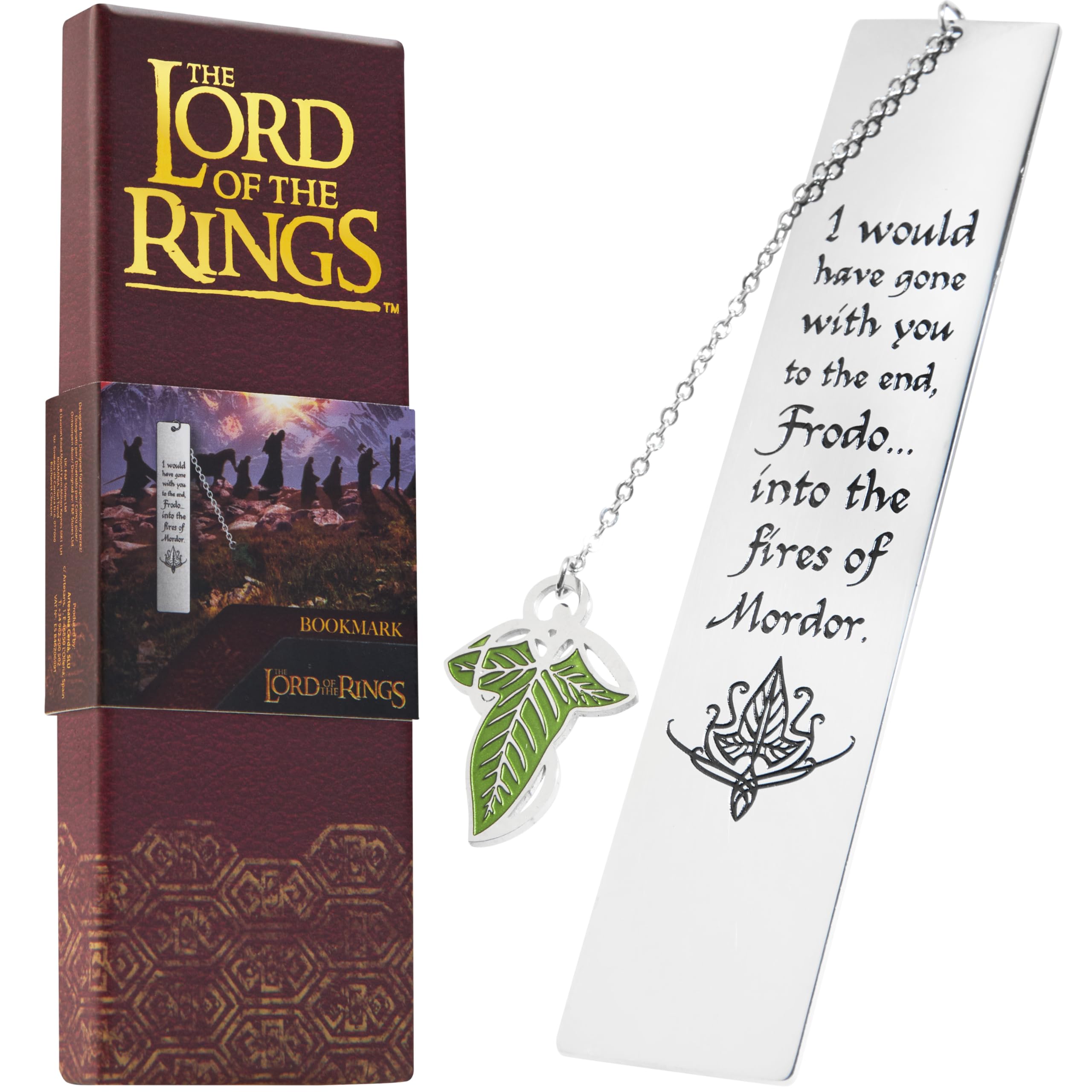 Lord of the Rings Metal Bookmarks Adults Teens Kids with Gift Box Book Marker with Quote and Charm - School University Graduation Reading Gift Box (Silver with Leaf)