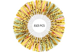 AVLA 60 Pack Gold Noise Maker, Glitter Metallic Fringed Musical Birthday Blowout, Horns Whistle Party Favor Blower Noisemaker for Kids New Year Sport Events