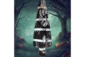 JREMREO 5ft Life-Size Hanging Corpse Body Prop, Scary Fake Corpse in Bag, Inflatable Hanging Dead Body, Indoor Outdoor Halloween Decorations for Haunted Houses, Escape Rooms, Spooky Parties, and Yard Décor