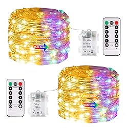 JMEXSUSS 2 Pack Color Changing Fairy Lights Battery