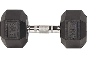Fitvids Rubber Encased Hex Dumbbell, Hand Weights with Anti-Slip Cast Iron Grip for Exercise & Fitness, Weights Dumbbells Set of 2 for Strength Training, 5-50 LBS Pair