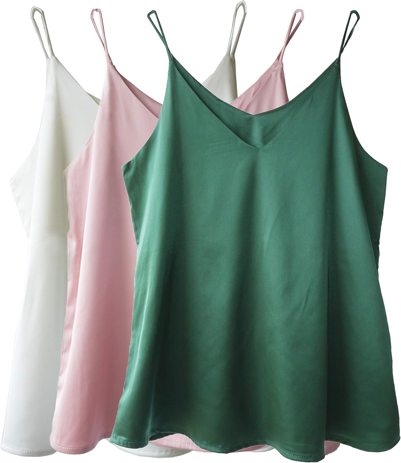 Wantschun Womens Silk Satin Camisole Cami Plain Strappy Vest Top T-Shirt Blouse Tank Shirt V-Neck Spaghetti Strap XXS-4XL at  Women’s Clothing store