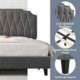 Yaheetech 4ft6 Double Upholstered Bed Frame with Adjustable Headboard Dark Grey view 7