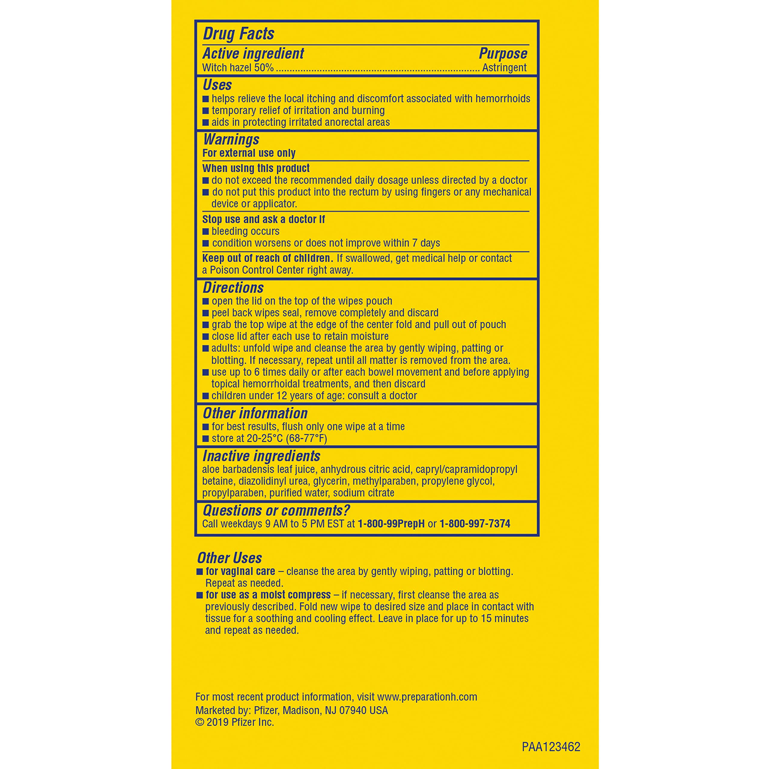 Preparation H Hemorrhoid Flushable Wipes with Witch Hazel for Skin Irritation Relief - 96 Count