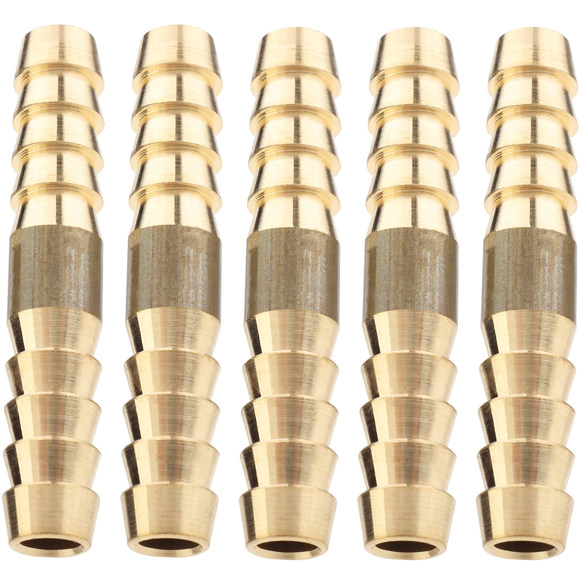 LTWFITTING Brass 6mm Barb Hose Fitting Straight Splicer Vehicle Fuel System, Car Heater and Cooler (Pack of 5)