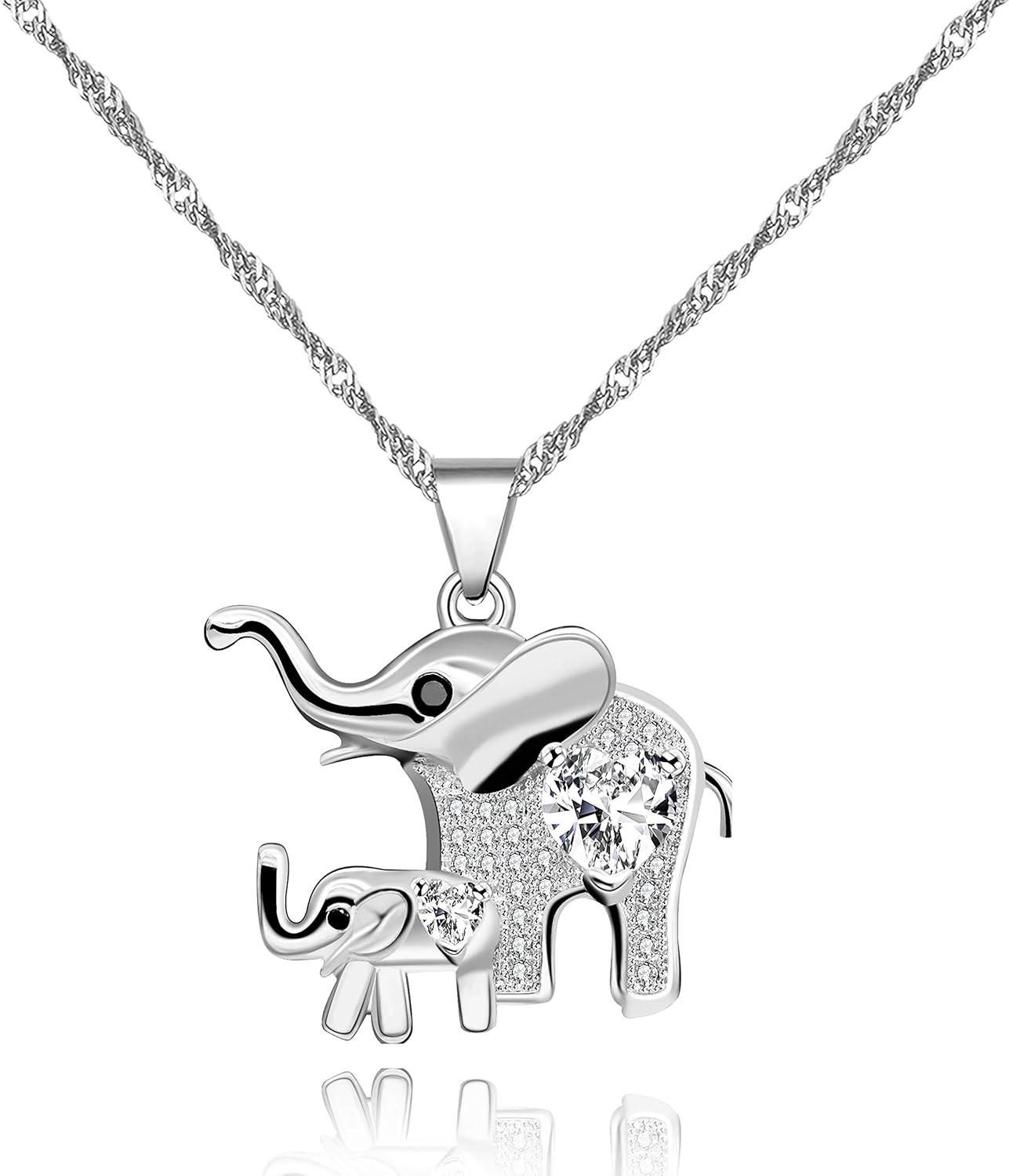 mother and baby elephant necklace