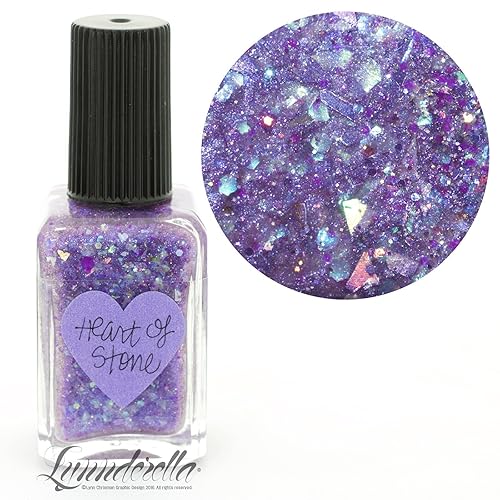 Iridescent Nail Polish Amazon amazon com lynnderella multi glitter iridescent purple nail polish heart of stone handmade