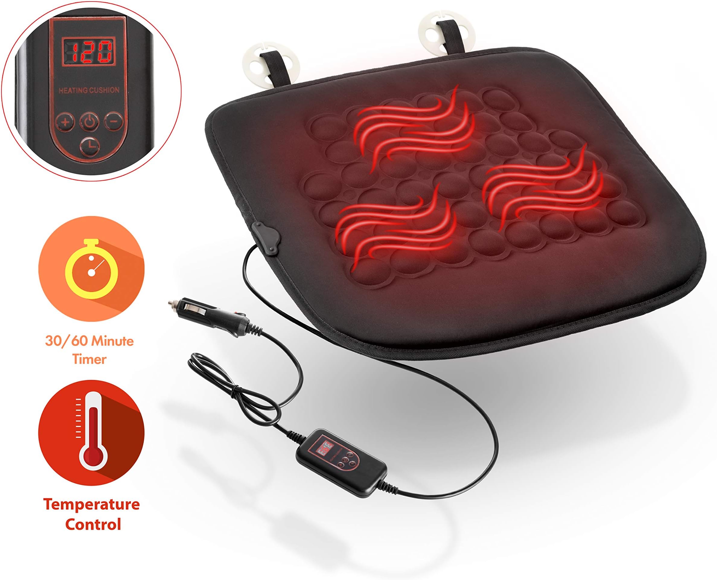 Zone Tech Car Heated Seat Cover Cushion Hot Warmer – Premium Quality 12V Fireproof Heating Warmer Pad Cover Perfect for Cold Weather and Winter Driving