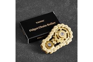 YAGNIE Metal Bike Chain EDC Fidget Toy,One Hand Spinning Sprocket Roller,Noiseless Office Home Classroom Travel Meeting Anxiety Stress Relief Gadgets for Adults Kids Teens with ADHD ADD Autism. (Golden)