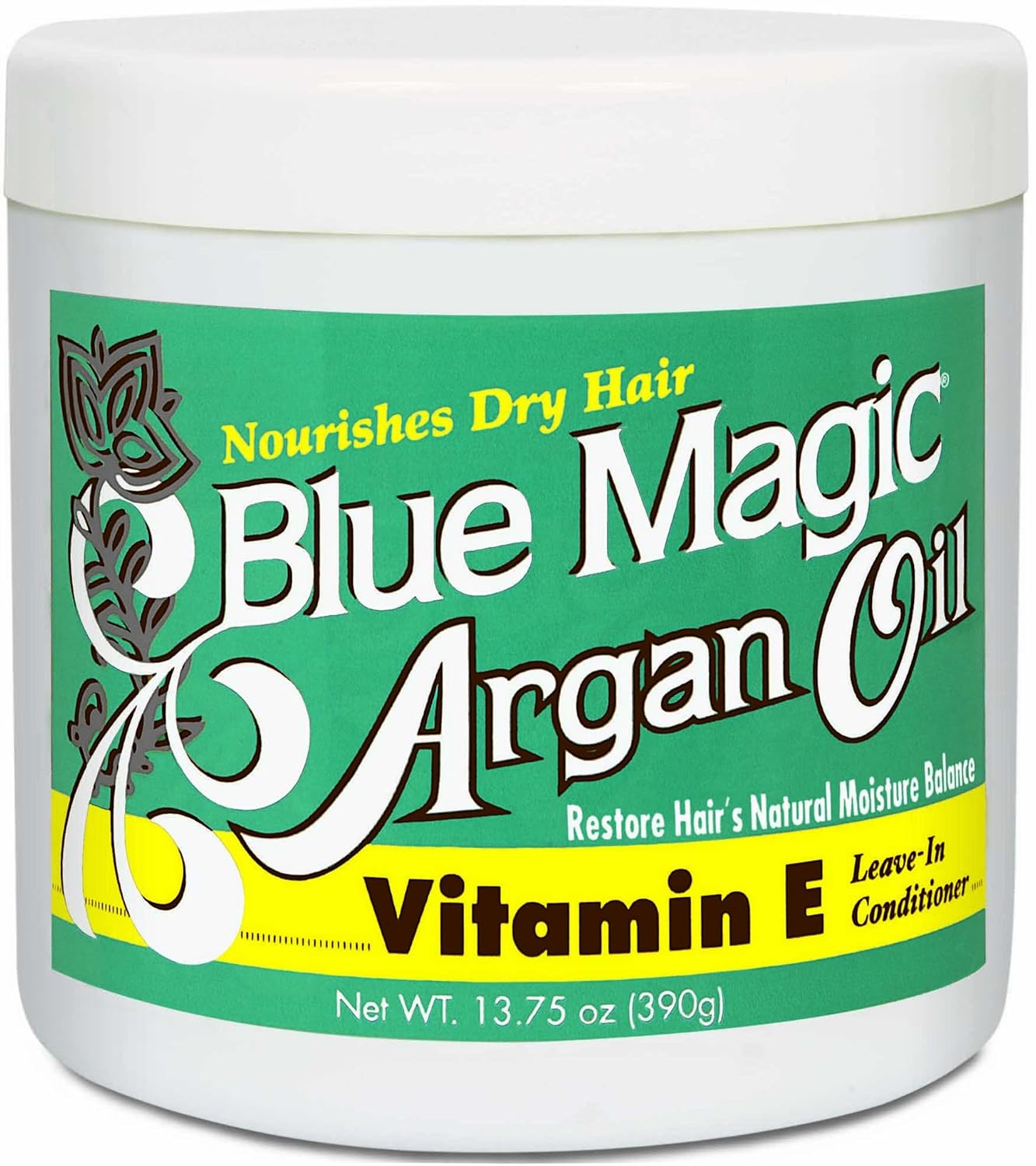 Blue Magic Argan Oil & Vitamin-E Leave-In 13.75 Ounce Jar (406.6ml) (2 Pack)