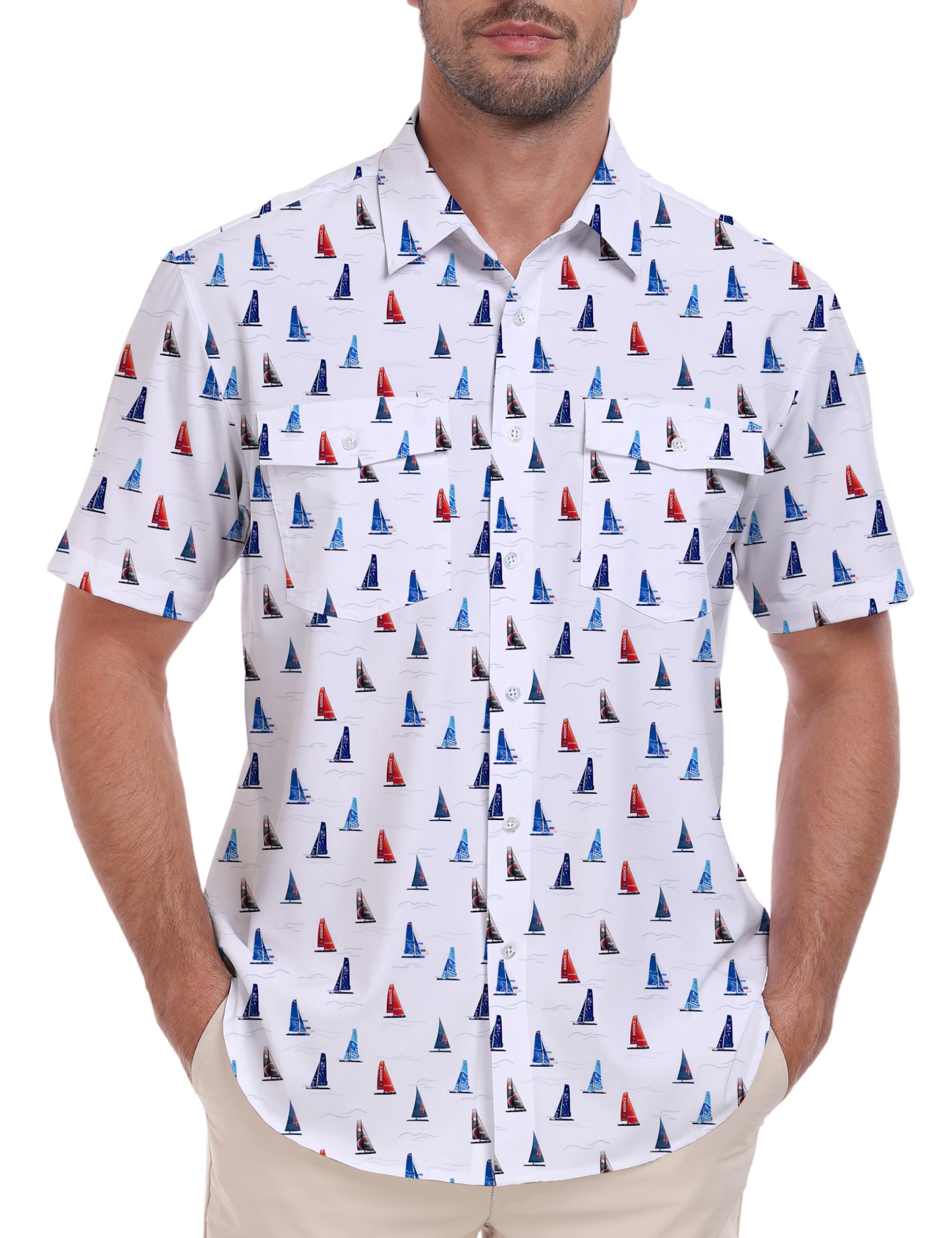 Photo 1 of Fishing Shirts for Men Short Sleeve Button Down Print Hawaiian Camp Shirt with Breathable Back Vent Casual Beach Summer Tops small