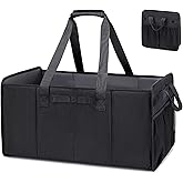 Muzale Extra Large Utility Tote Bag with Wire Frame Collapsible Reusable Grocery Bags Heavy Duty Shopping Bags for Groceries with Handles Trunk Organizer for Beach Travel Picnics Camping Laundry