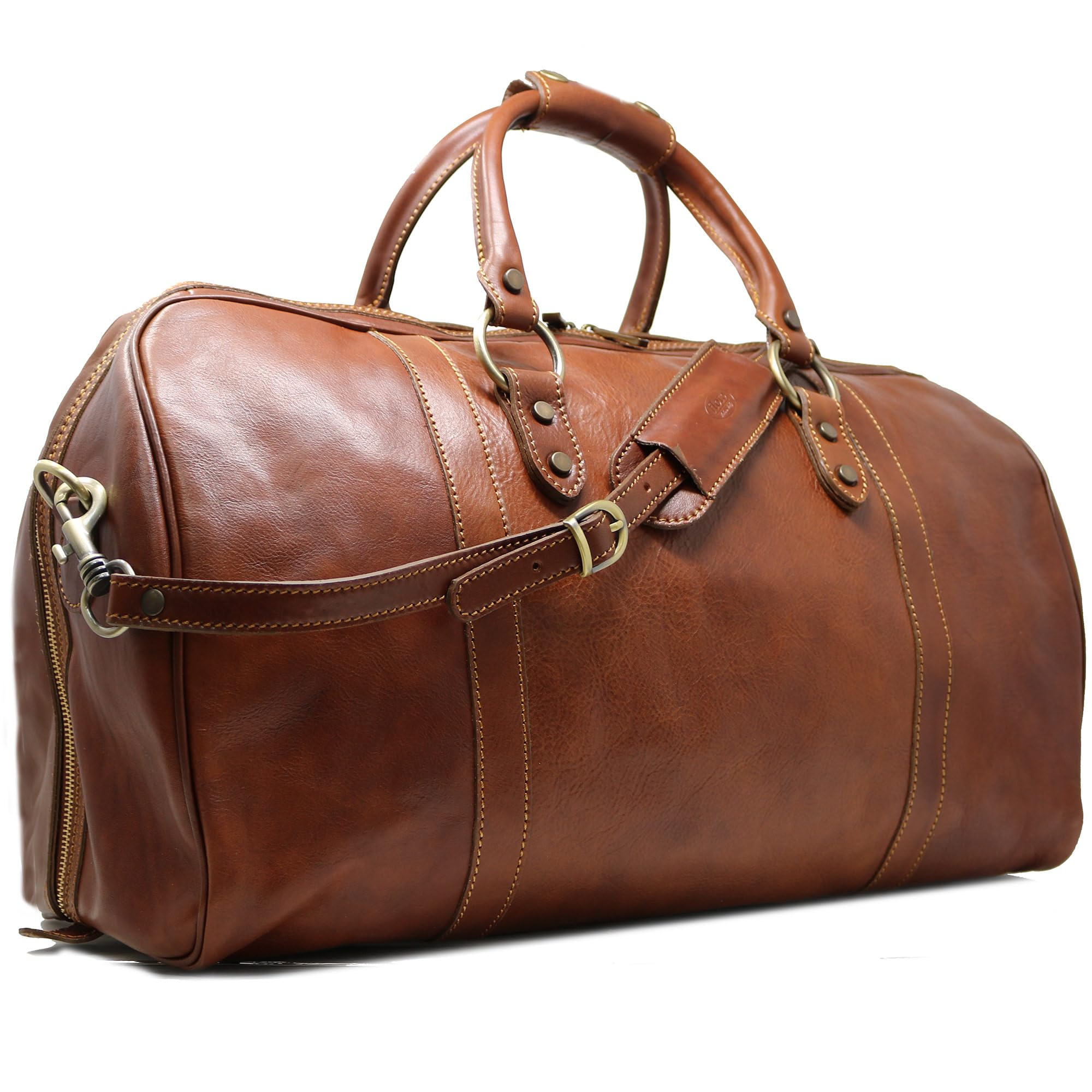 Floto Roma Cabin Bag Saddle Brown Italian Leather