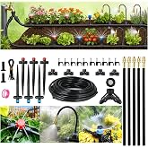 50FT Drip Irrigation System for Starter: Small Garden Quick Connect 1/4" PE Water Tubing Automatic 11Pcs Sprinkler Kit Adjustable Misting Part Watering Hose Outdoor Raised Bed Plants Flower Greenhouse