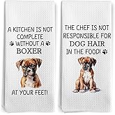 BitKAM Funny Boxer Dog Kitchen Towels, Boxer Mom Dogs Gifts for Women Dish Tea Towels for Kitchen, Gifts for Dog Lovers Women Decorative Hand Towel 16x24 Inch Set of 2