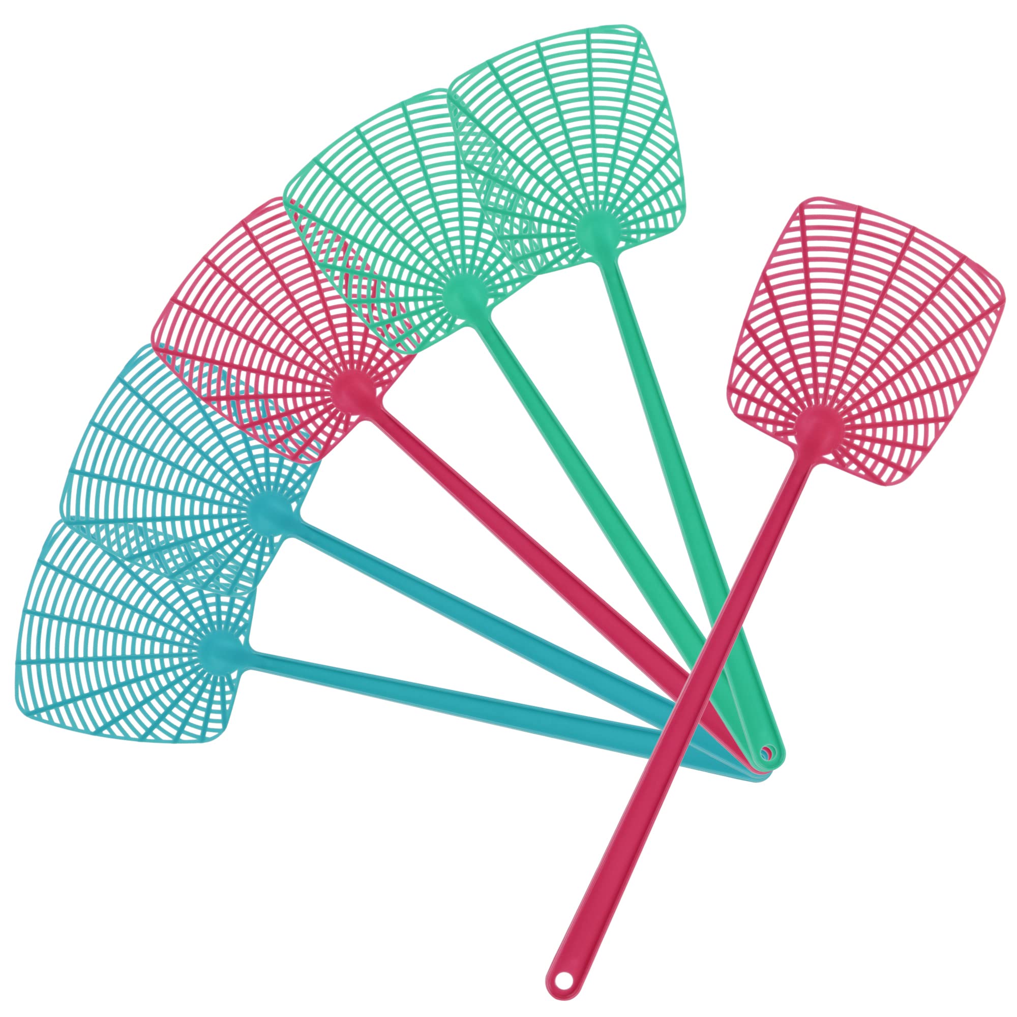 COM-FOUR® 6X fly swatter made of plastic - insect repellent - pest control in bright colors - light and flexible mosquito repellent (06 pieces - 44.5 cm)