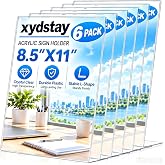xydstay 6 pack 8.5x11 Acrylic Sign Holder, L-Shape, Plastic Flyer Stand | Menu Holder, Table sign holder Flyer Holder Stand for Restaurant, Office, School, Store and Home Use