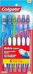 Colgate Extra Clean Toothbrush, Soft Toothbrush for Adults, 6 Count (Pack of 1)