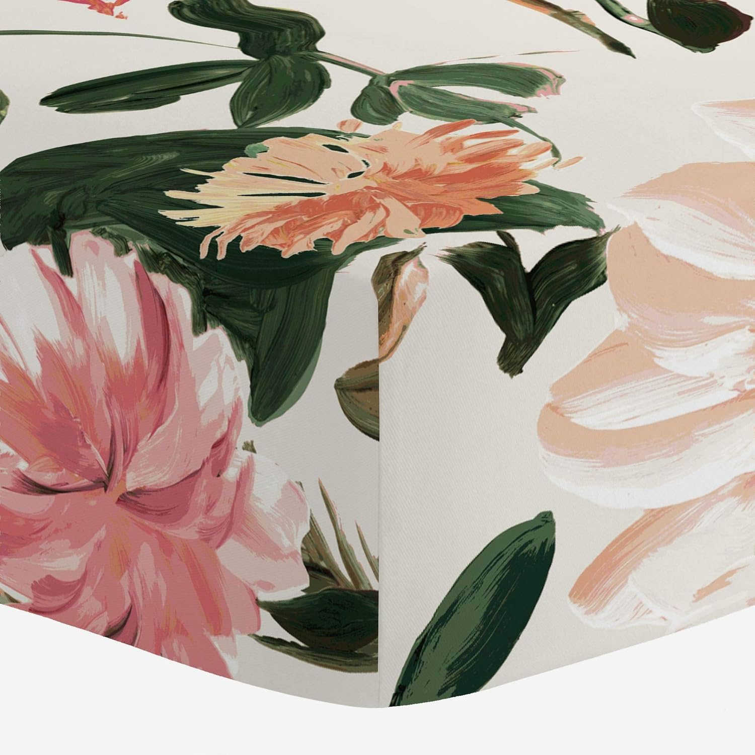 pink floral crib sheet