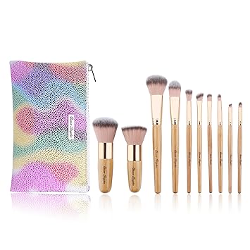 Amazon Com Juego De 10 Brochas De Maquillaje De Bambu Maquillaje Profesional Polvos De Belleza Brochas De Colorete Brocha Correctora Brocha De Contorno Brocha De Base Sombra De Ojos Brochas De Maquillaje Retractiles