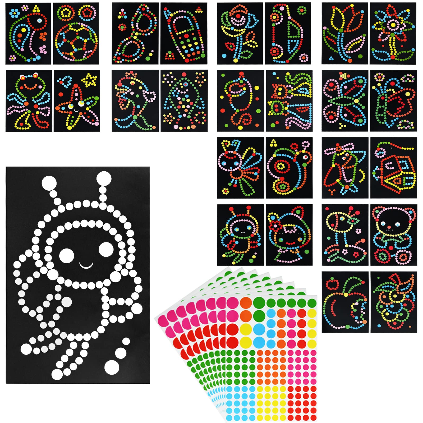 26 Sheets Dotty Sticker Art Kits, Dotty Art Stickers, Dotty Art Craft Supplies (20cm x 30cm) Dotty Picture Art Decoration Craft Project