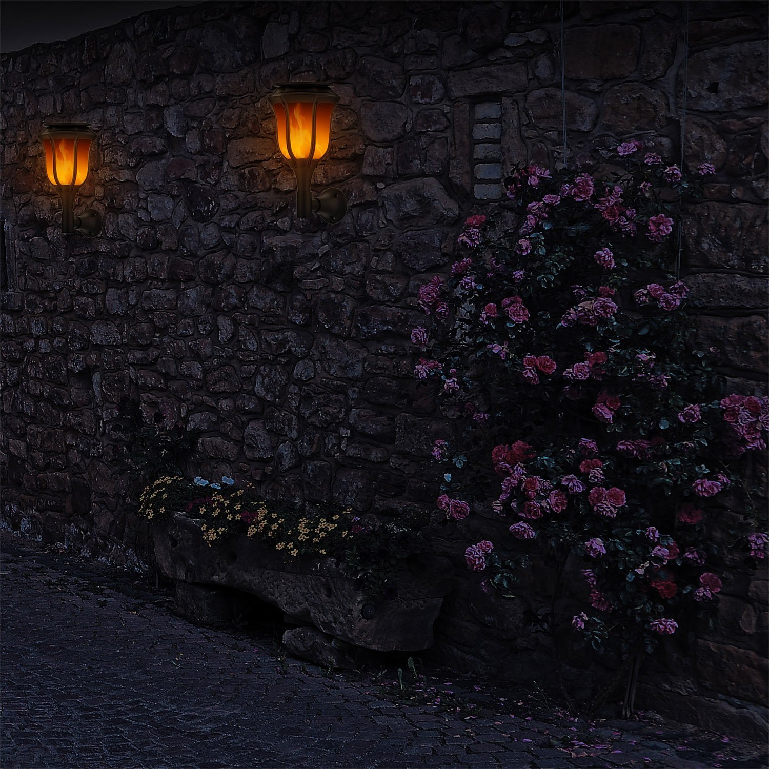 Tdbest Solar Landscape Lights Waterproof Flickering Flames Torches Lights for Garden Patio Yard Decor Waterproof Pool Path Effect lights, 2 Pack