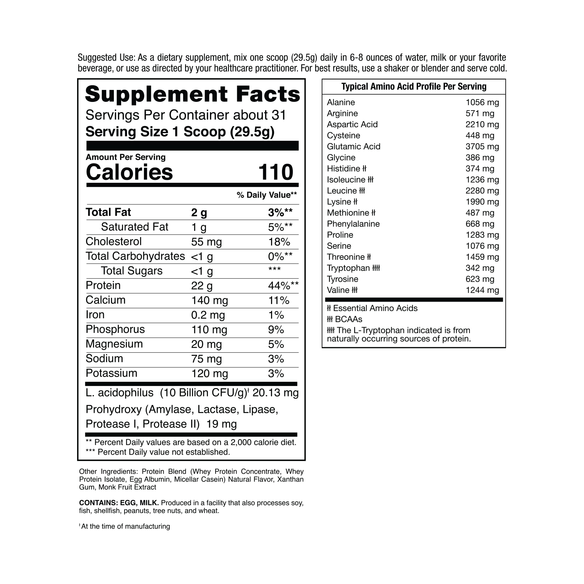Jocko Mölk Whey Protein Powder (Vanilla) - Keto, Probiotics, Grass Fed, Digestive Enzymes, Amino Acids, Sugar Free Monk Fruit Blend - Supports Muscle Recovery & Growth - 31 Servings (2lb Old Tub)