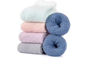 VoJoPi Fuzzy Socks for Women, 5 Pairs Warm Fluffy Winter Bed Cozy Sleeping Gifts Lovely Socks, Size 5-10