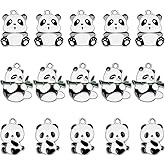 Hicarer 15 Pieces Panda Charm Metal Animal Pendant Panda Decorative Charm 30 x 20 mm Alloy Enamel Black and White Cute Beads for Jewelry Making, 3 Styles