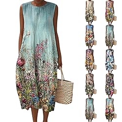 Vacation Dresses Summer Fall Cotton Linen Midi