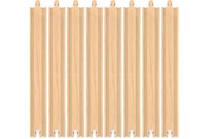 ORBRIUM Wooden Train Tracks Accessories 8 Pieces of 12 inch | 12" Extra Long Wooden Straight Track Expansion Set Compatible w