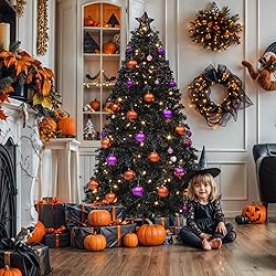 YITAHOME 6ft Prelit Black Artificial Christmas Tree