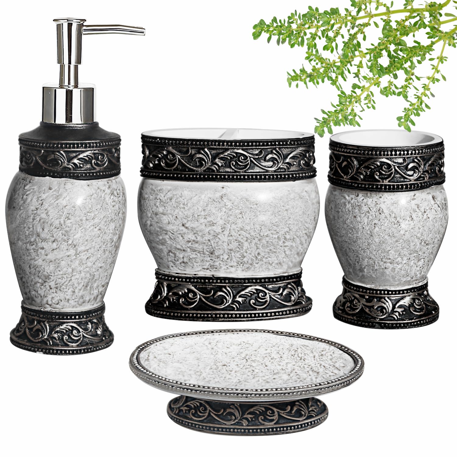 Photo 1 of ***MISSING PARTS***
Bathroom Decor Accessories Set,4 PCS Including Soap Dispenser, Toothbrush Holder,