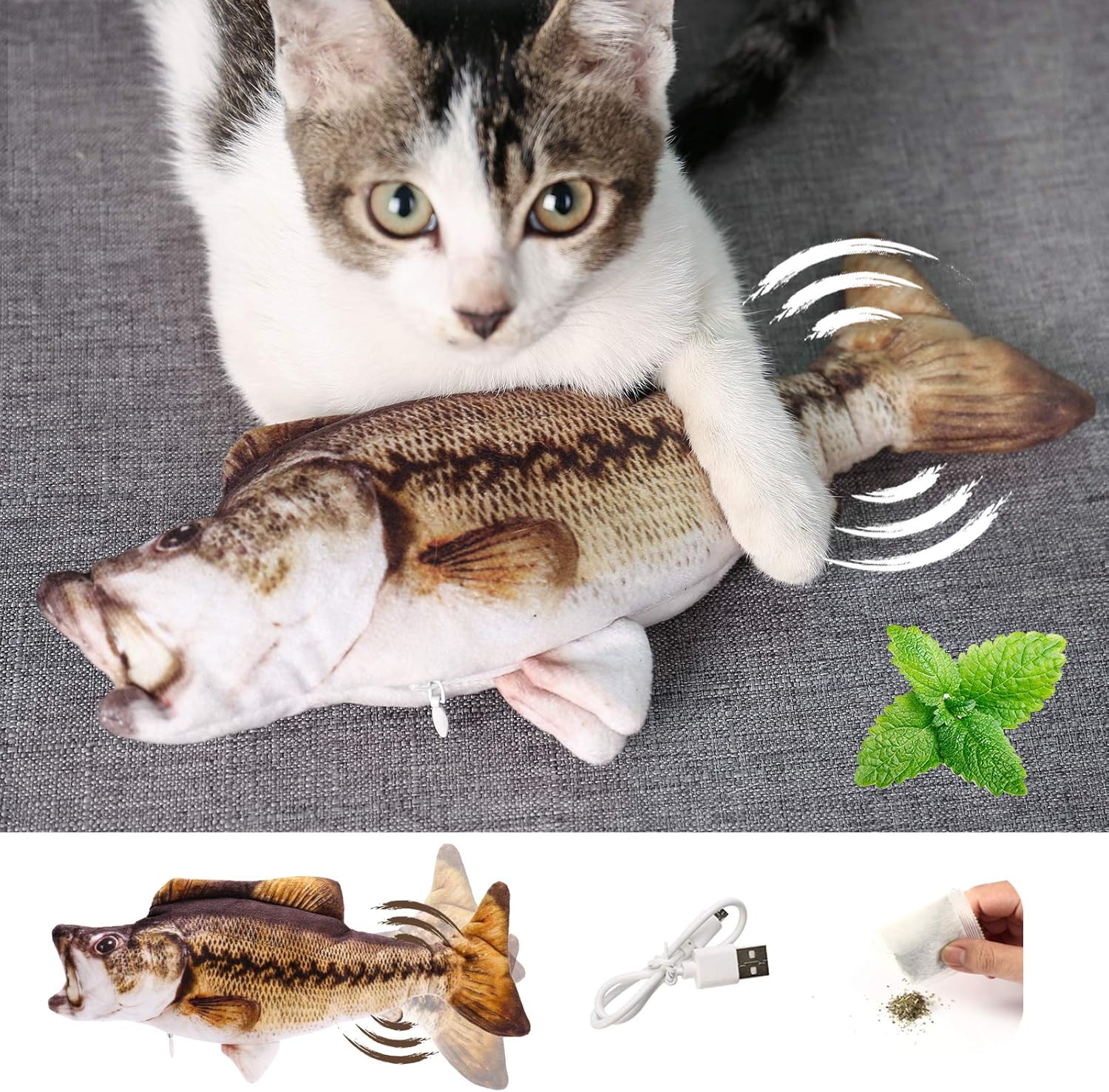 Jouet Chat, Jouet Poisson Electronique, Jouet Pour Chat Poisson Qui Bouge Avec Cataire, Jouet à Jouet Chat, Jouet Poisson Electronique, Jouet Pour Chat Poisson Qui Bouge Avec Cataire, Jouet à