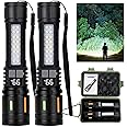 Rechargeable Flashlights High Lumens 2 Pack, Sogidon 990,000 Lumens Super Bright Led Handheld Flash light Battery Powered with 5 Light Modes, COB Side Light, USB Charging, Power Display, Zoomable Beam