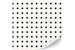 TEXTURKONTOR 3 Sheets Self Adhesive Floor Tiles for Dollhouse 1:12 Scale (White with Black Diamond)