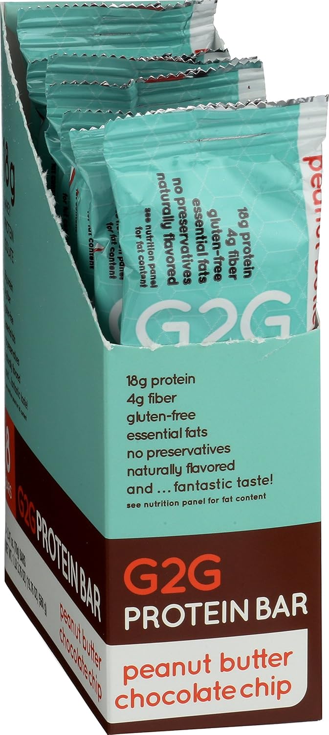 G2G Protein Bar, Peanut Butter Chocolate Chip Protein Bar, 8 Count Box