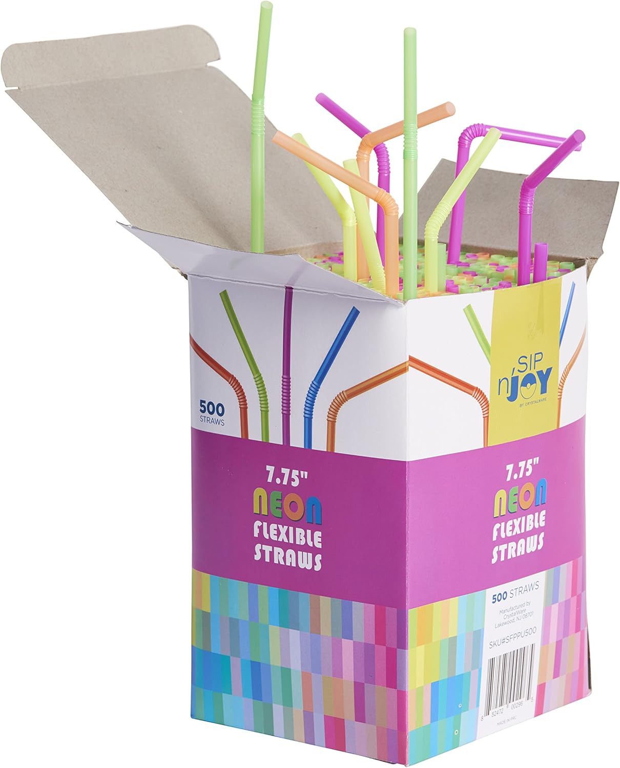 [500 Pack] Neon Colored Drinking Straws - Flexible, Disposable Kid Friendly, Assorted Colors: Kitchen & Dining