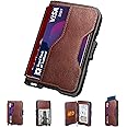 tizmuo Wallet for Men, Slim Wallet for Men with Money Clip, Pop Up Card Case, RFID Blocking Bifold Wallets, Minimalist Leather Slots Credit Card Holder (Genuine Leather Dark Brown)
