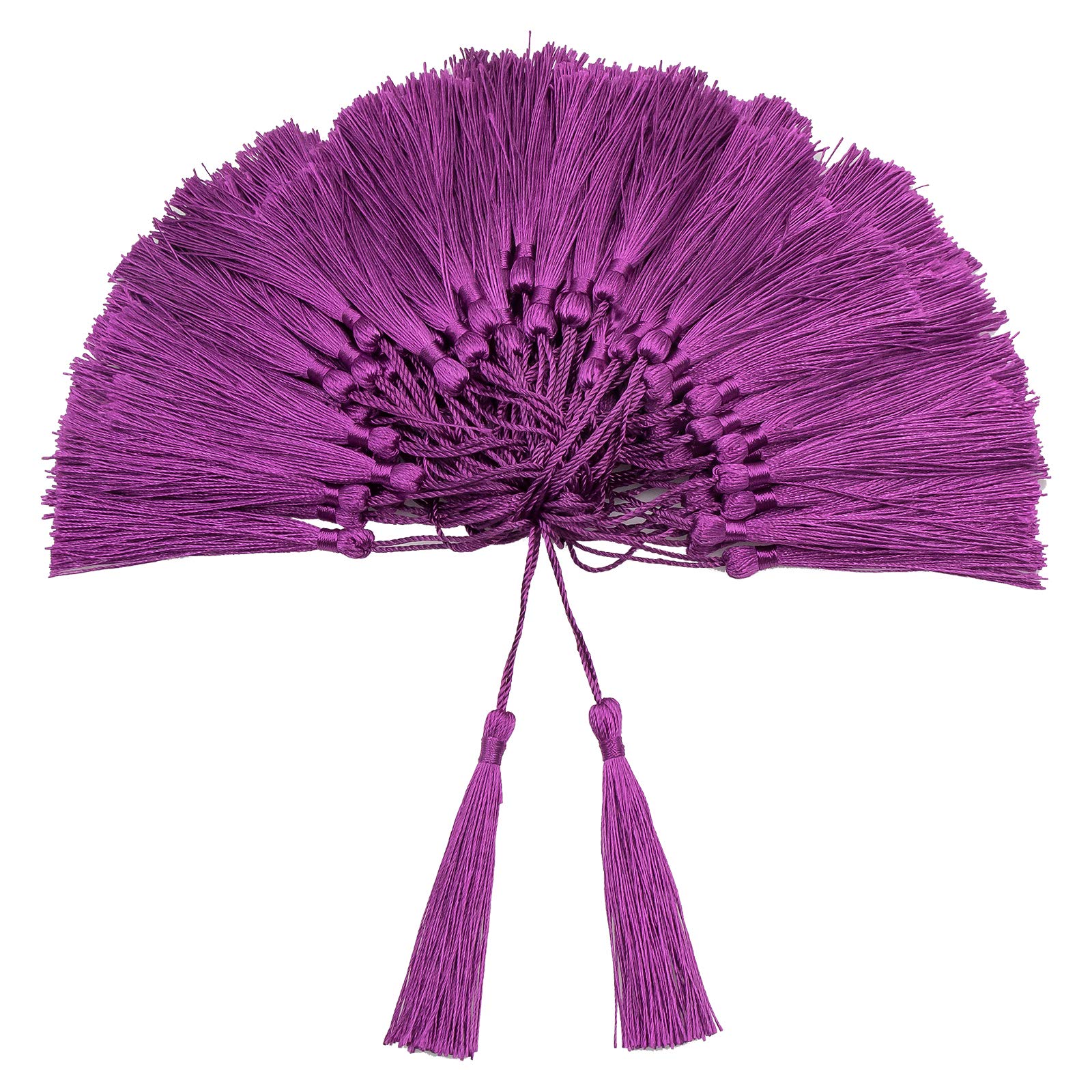 VAPKER 100 Pieces Aubergine Color Tassels 13cm/5-Inch Silky Handmade Soft Tassels Floss Bookmark Tassels with 2-Inch Cord Loop for Jewelry Making, DIY Projects, Bookmarks