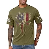 KESIHAN American Flag Skull Punisher Shirt Short Sleeve Men's Patriotic Graphic T-Shirt
