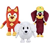 Bluey Friends 3 Pack Plush Toys, Rusty, Lila and Snickers | 6.5-9 in / 16-23 cm tall Bluey plush toys for pretend play, character plushy, kids toys