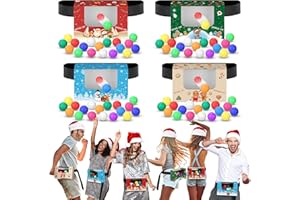 Lunmon 4 Sets Christmas Swing Shaking Balls Game Set Holiday Christmas Novelty Twerk Game Includes 40 Balls, Ribbon & Cardboard Boxes Xmas Party Games for Family Large Group Winter Holiday Party
