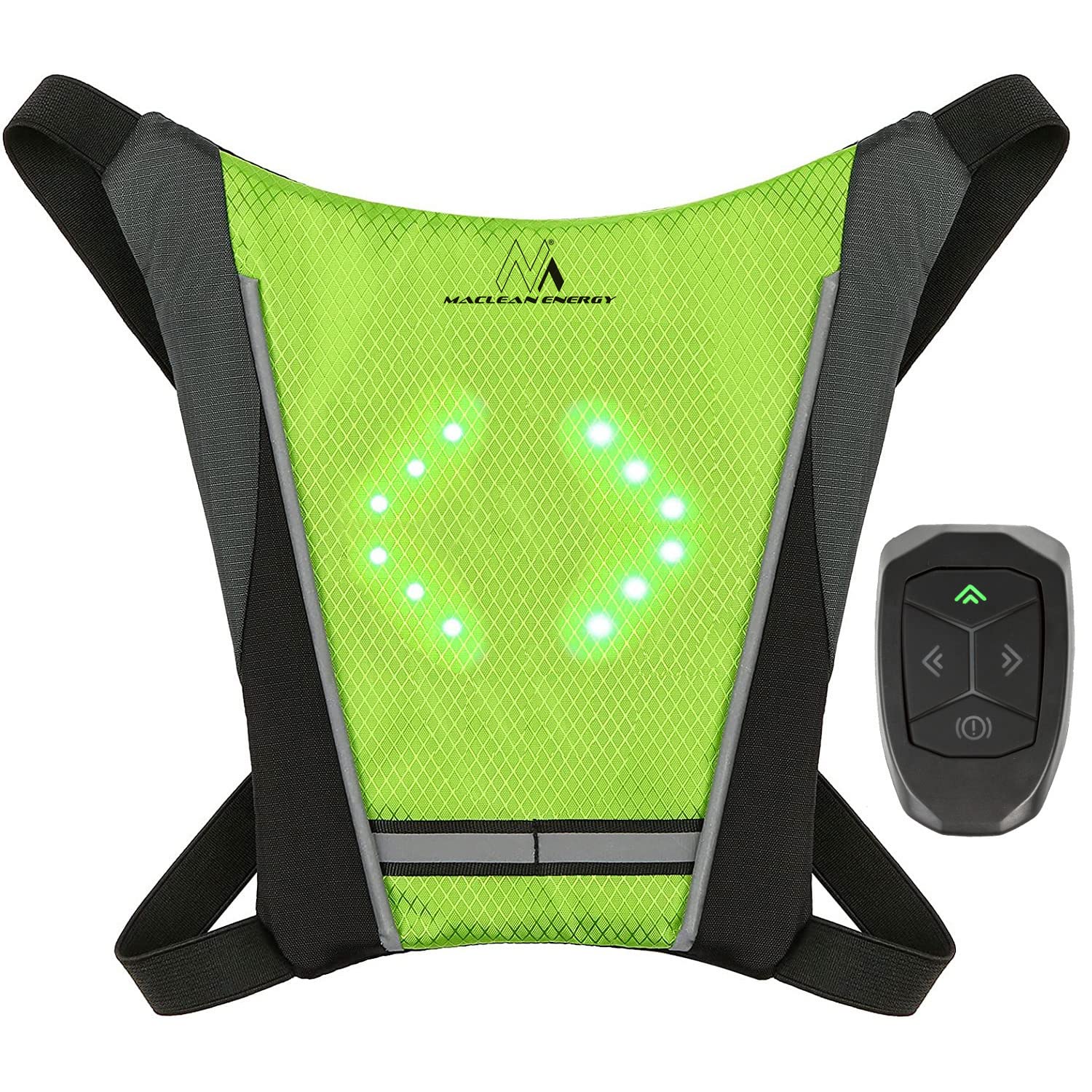 Maclean MCE420 LED Signal Pack Safety Bike Reflective Vest Backpack with LED Signal Light